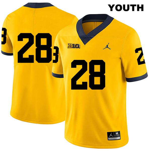 Youth NCAA Michigan Wolverines Danny Hughes #28 No Name Yellow Jordan Brand Authentic Stitched Legend Football College Jersey SQ25G35RV